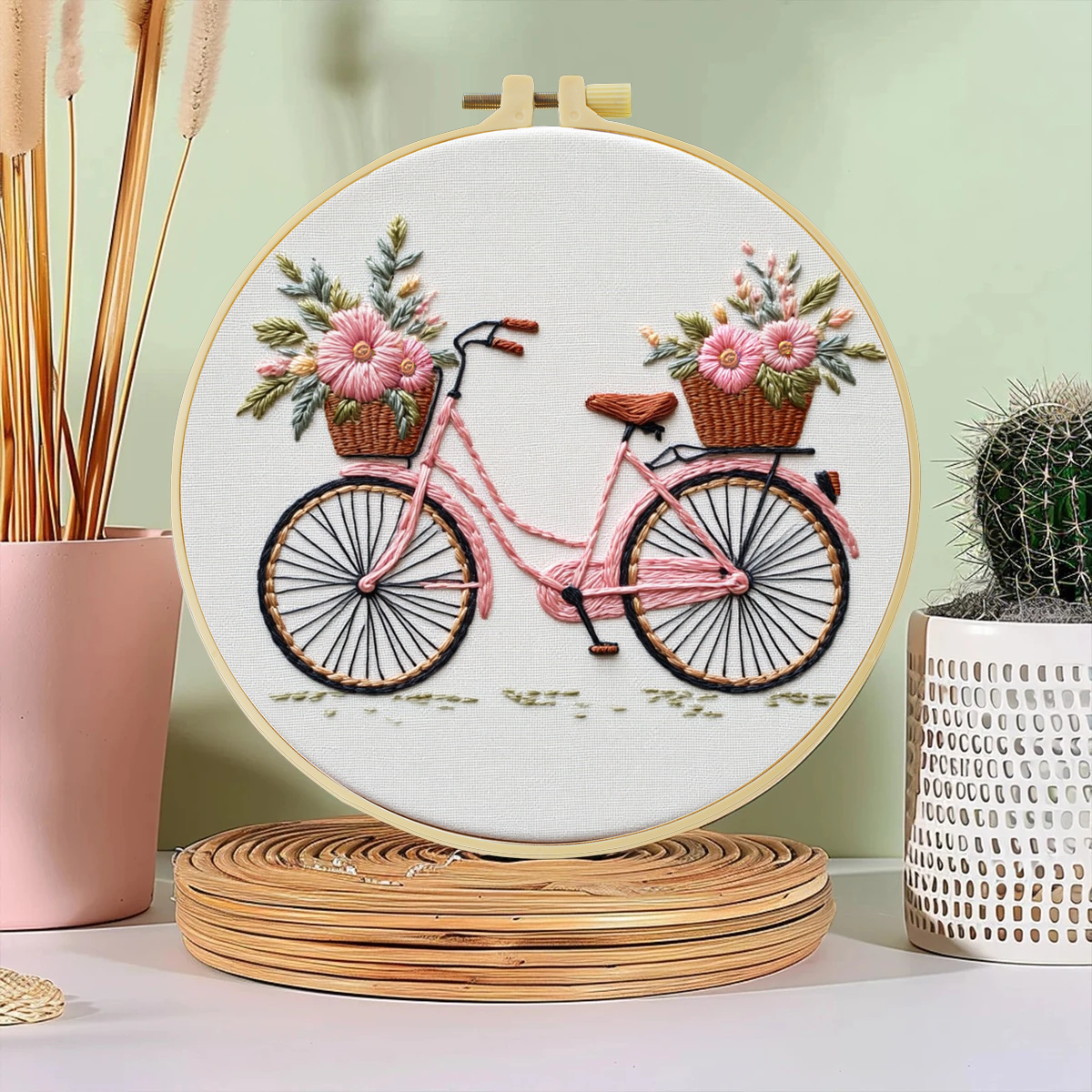 Home Textiles Discount - 1pc 20X20CM/7.87inch Flowers on the bicycle