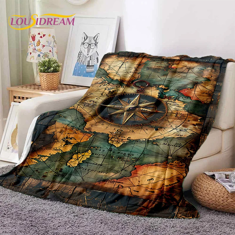 Home Textiles Throw - D Nautical Chart World Map Compass