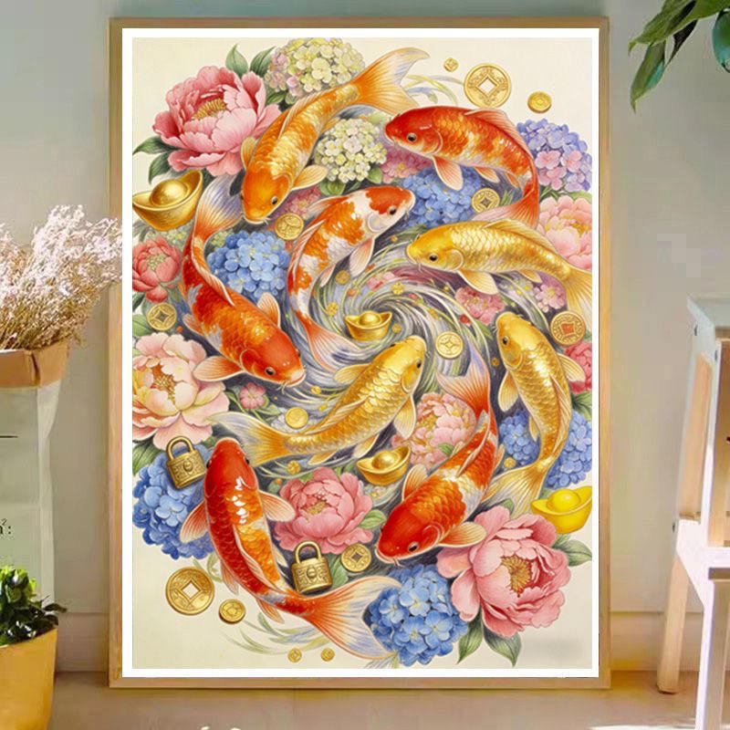 Home Textiles Discount - Goldfish 9CT 11CT Embroidery DIY Chinese