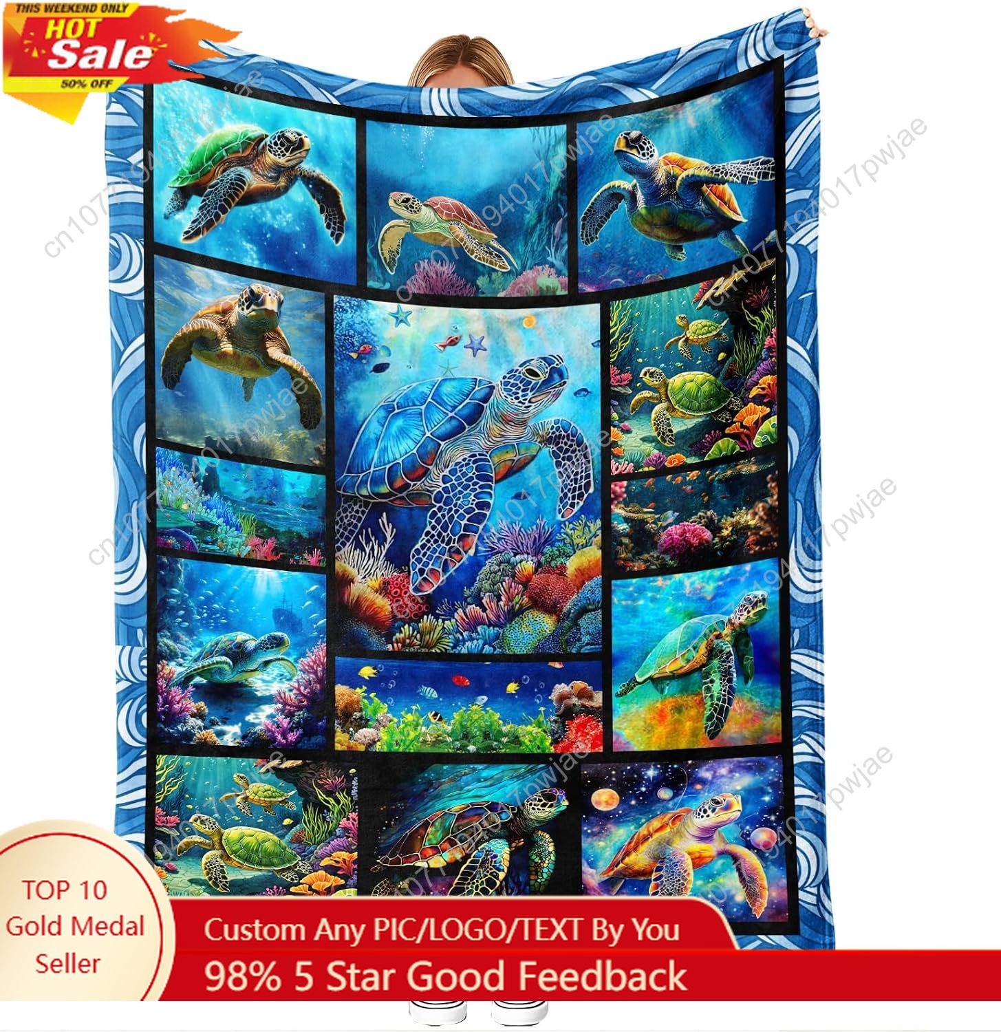 Sea Turtle Flannel Throw Blank - Home Textiles Throw recensie en prijs
