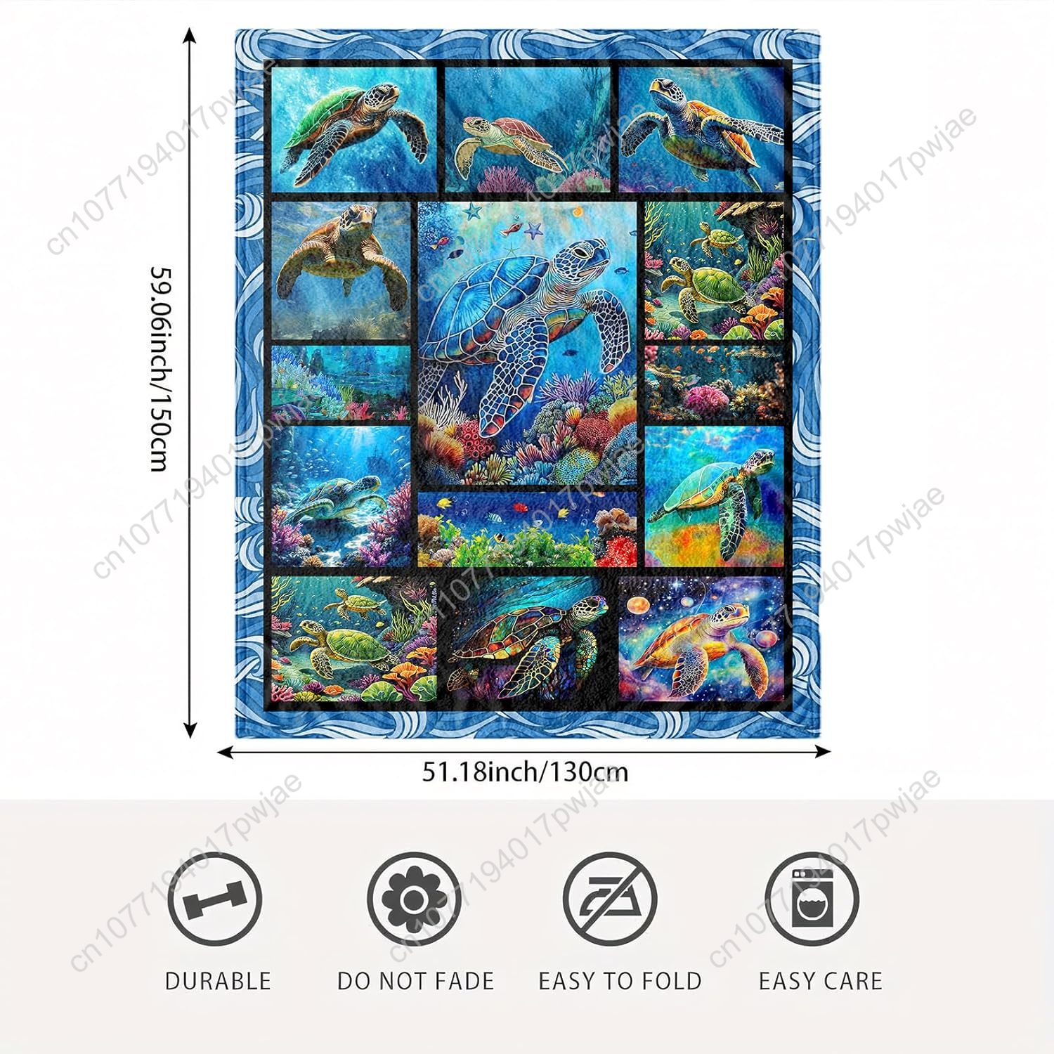 Sea Turtle Flannel Throw Blank - Home Textiles Throw recensie en prijs