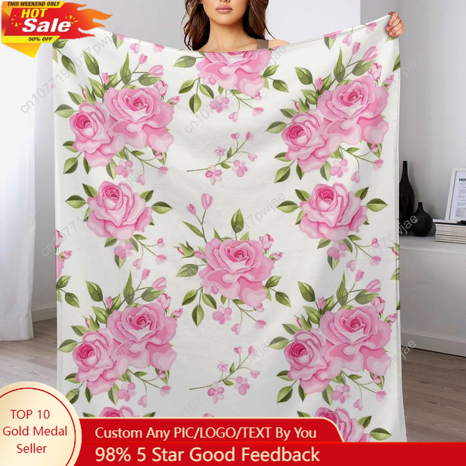 Pink Flower Throw Blanket Flor - Home Textiles Throw recensie en prijs