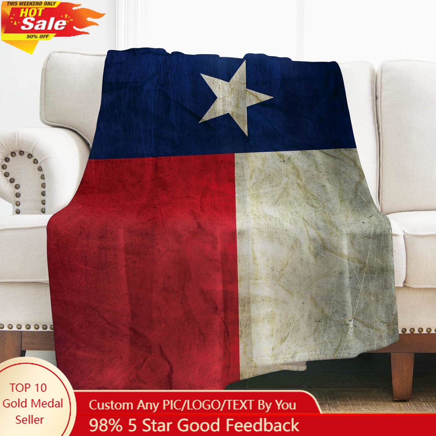 Levens Texas Flag Throw Blanke - Home Textiles Throw recensie en prijs