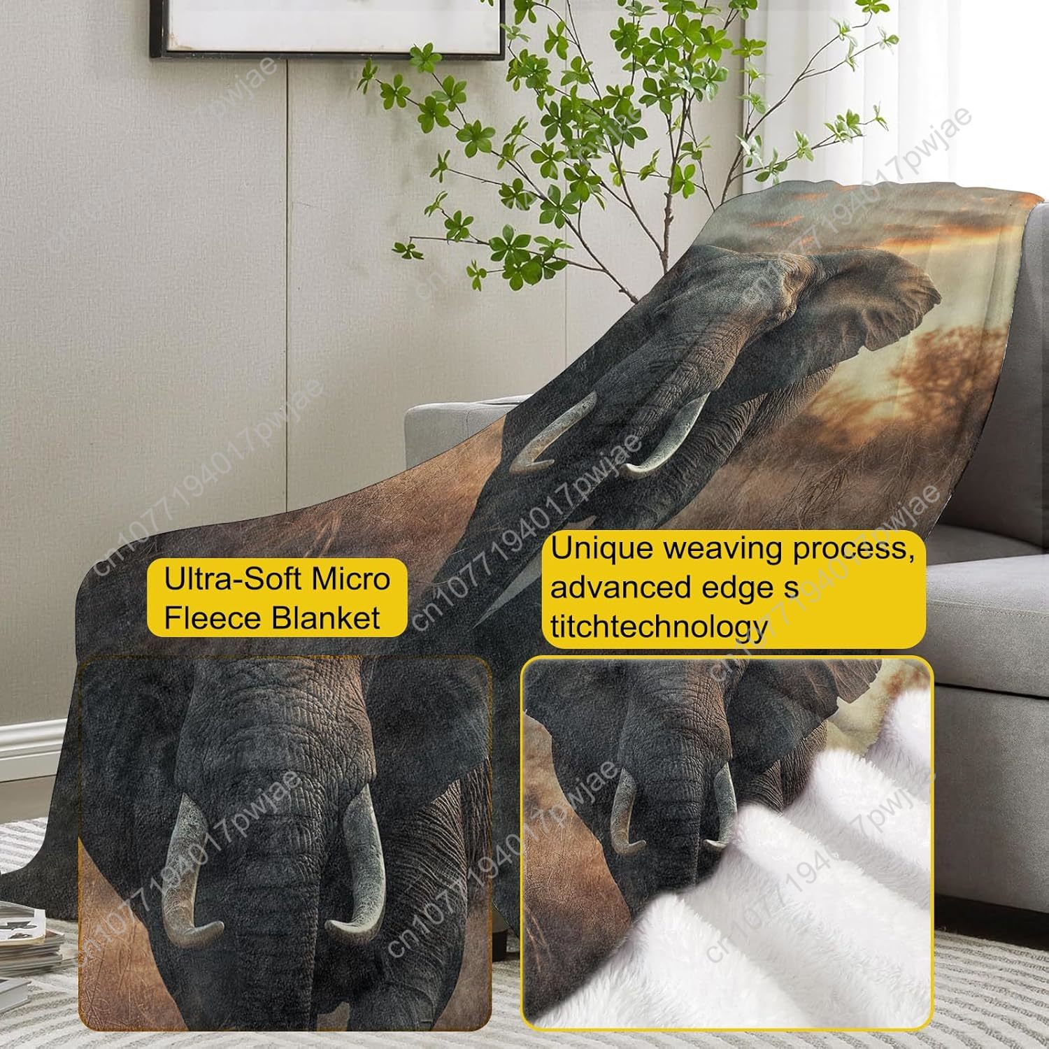 Elephant Fleece Blanket, Reali - Home Textiles Throw recensie en prijs