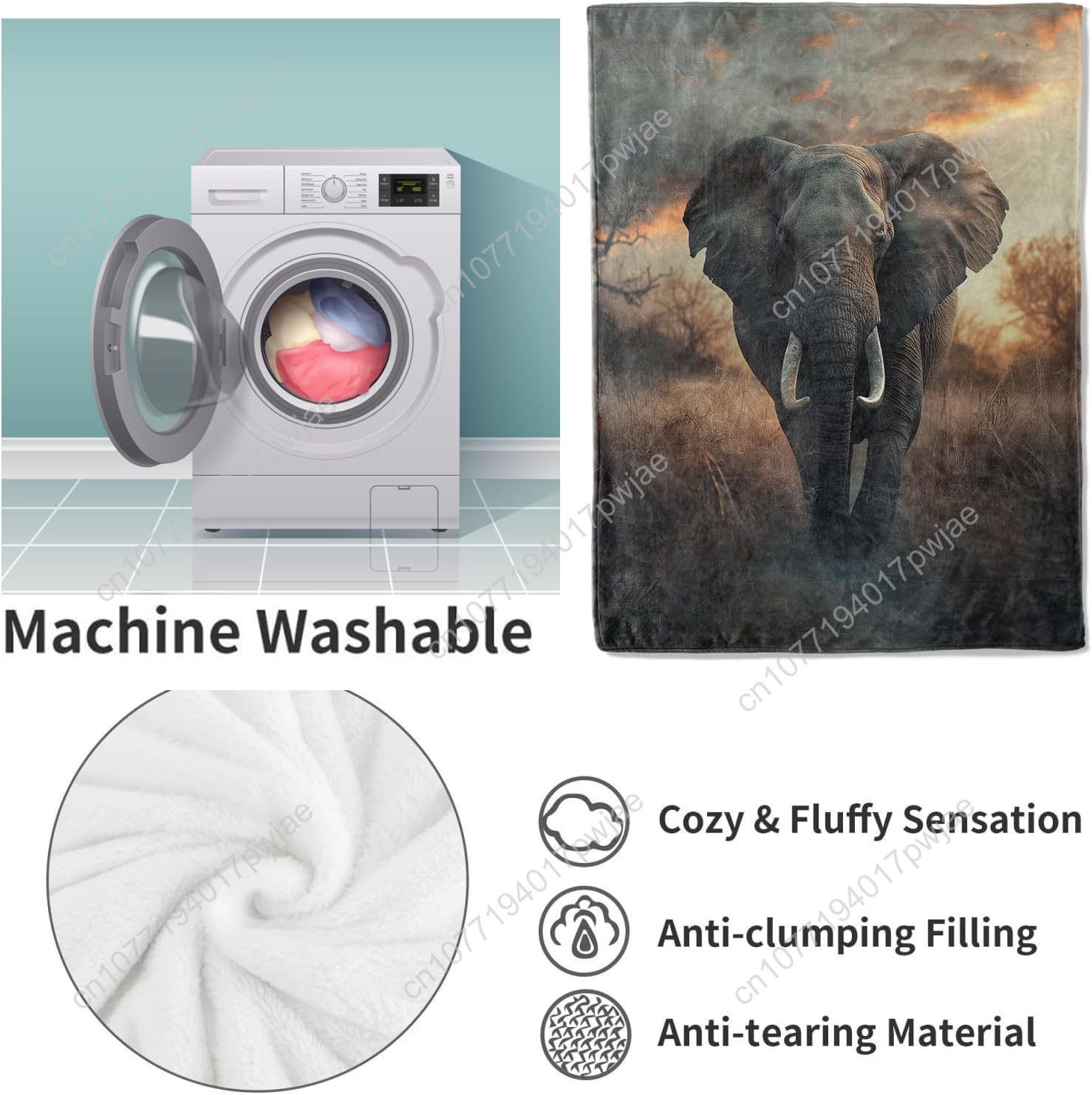 Elephant Fleece Blanket, Reali - Home Textiles Throw recensie en prijs