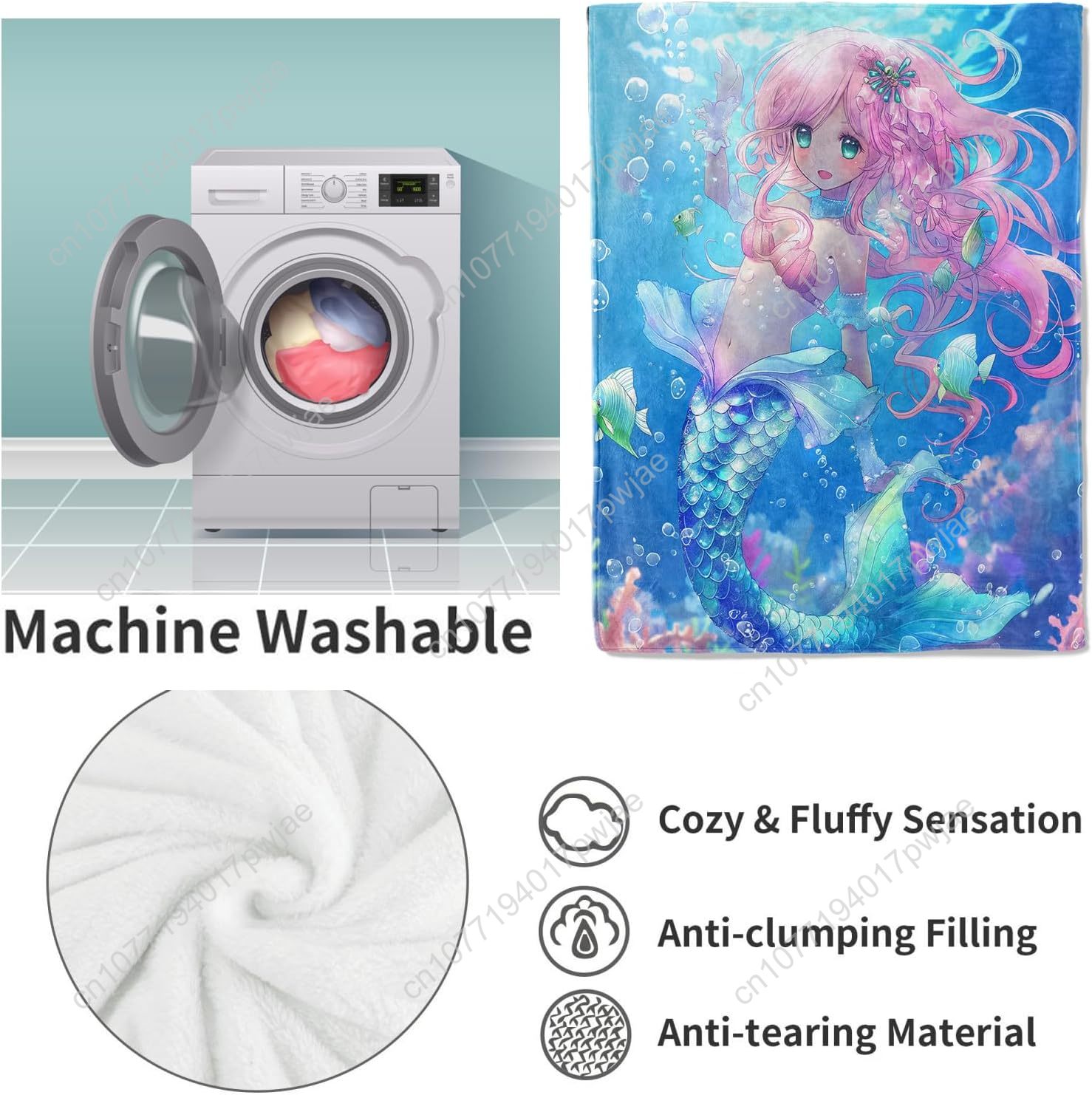 Cute Mermaid Blanket Cartoon F - Home Textiles Throw recensie en prijs