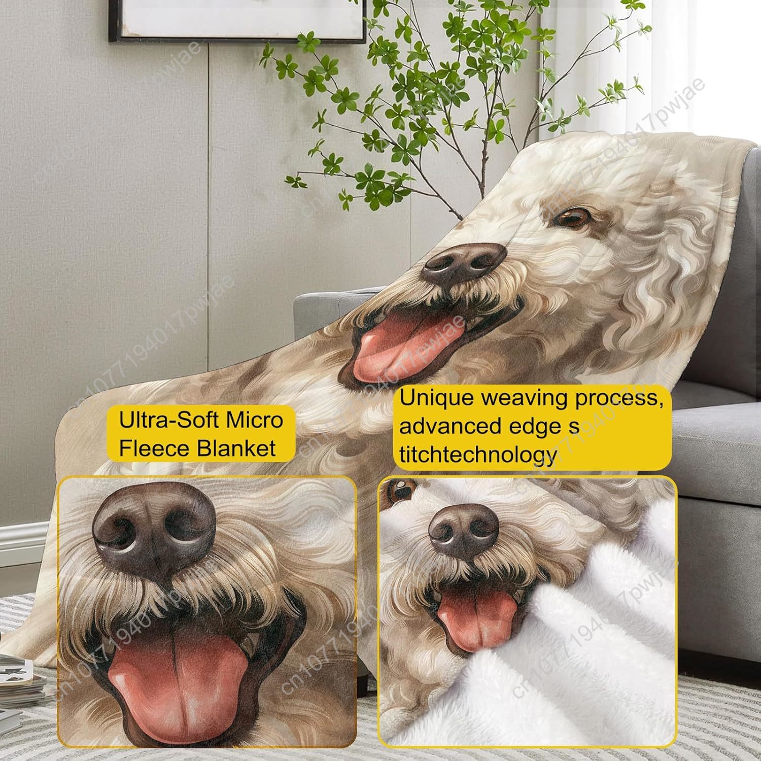 Joyful Poodle Portrait Blanket - Home Textiles Throw recensie en prijs