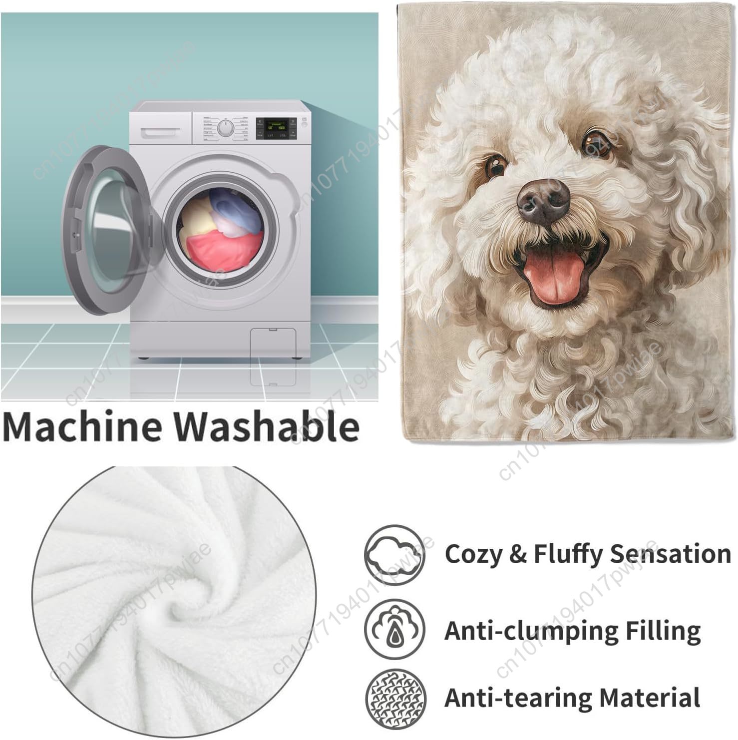 Joyful Poodle Portrait Blanket - Home Textiles Throw recensie en prijs