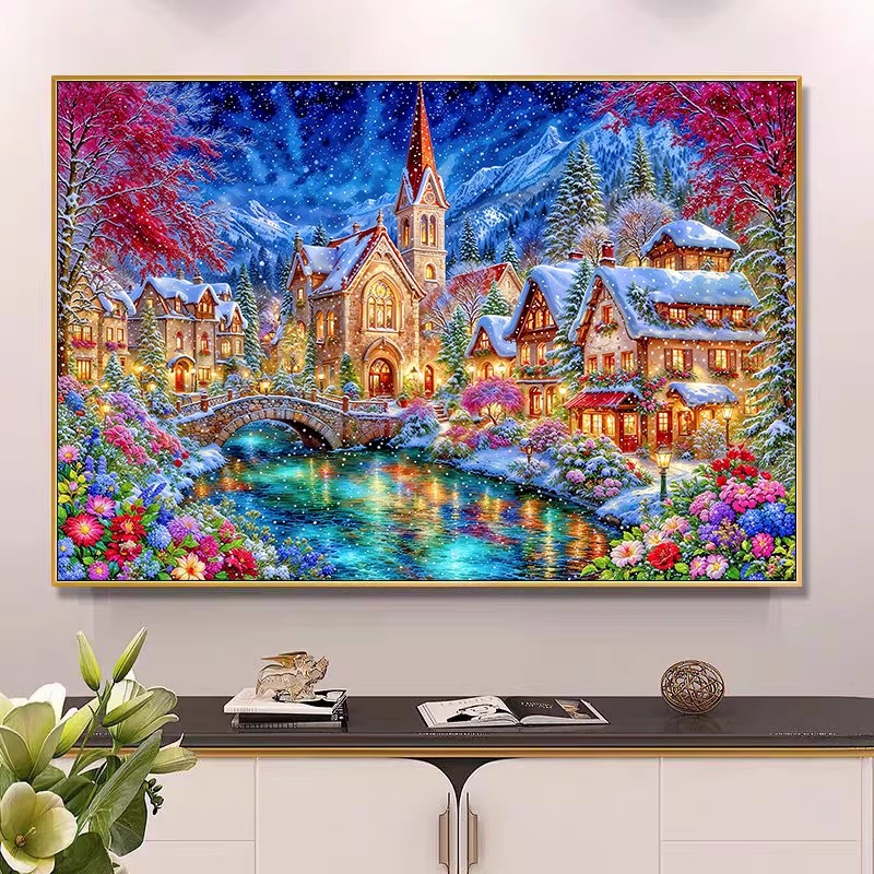 9ct 100x75cm Winter Church Emb - Home Textiles Discount recensie en prijs